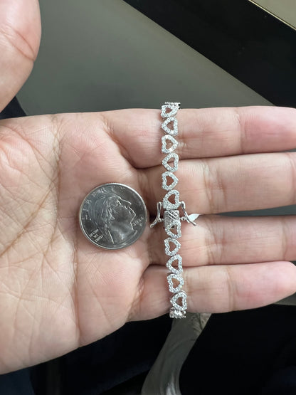 Silver Heart Moissanite Bracelet