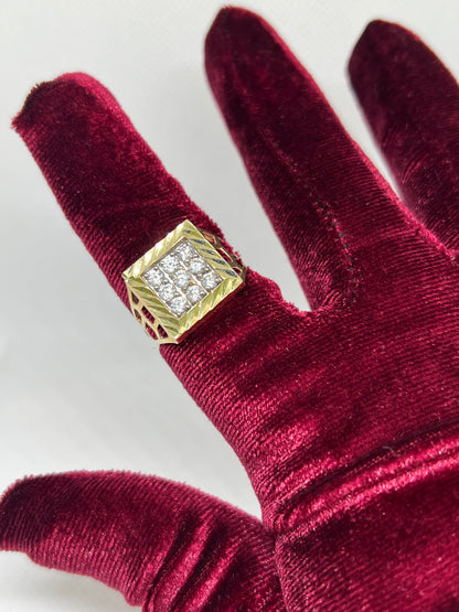 10K Solid Gold Mens Ring - Chain Included
