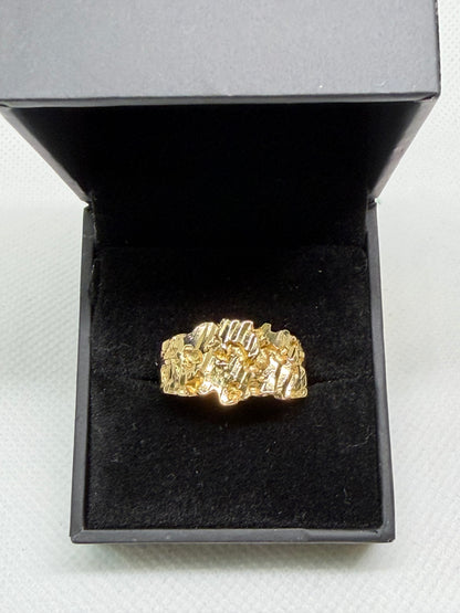 10K Solid Gold Nugget Ring - Size 10