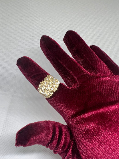 10K Solid Gold Nugget Ring - Chain Included