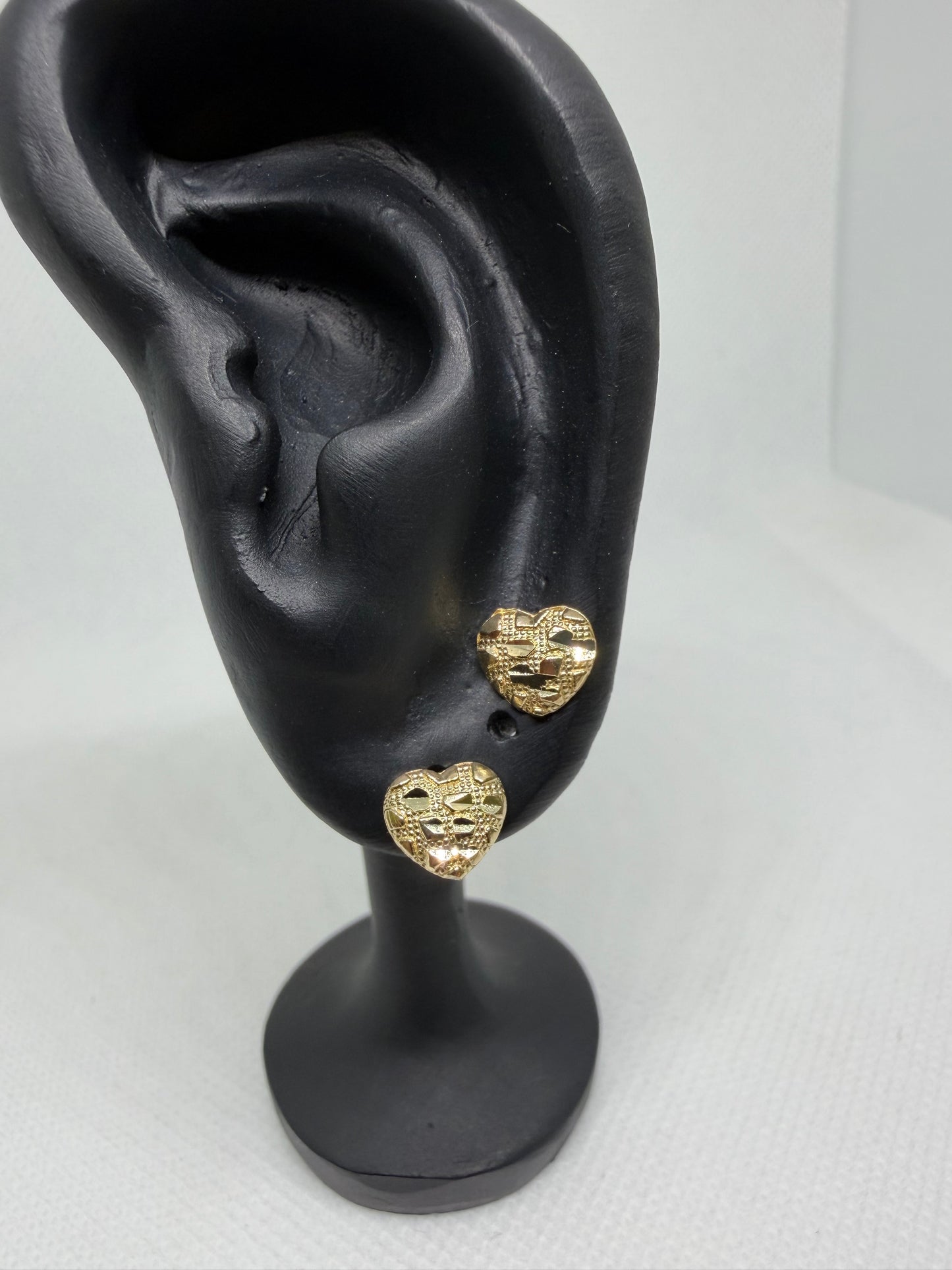 10K Yellow Gold Heart Nugget Earrings