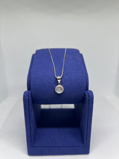 Sterling Silver Diamond Circle Earring and Pendant Set