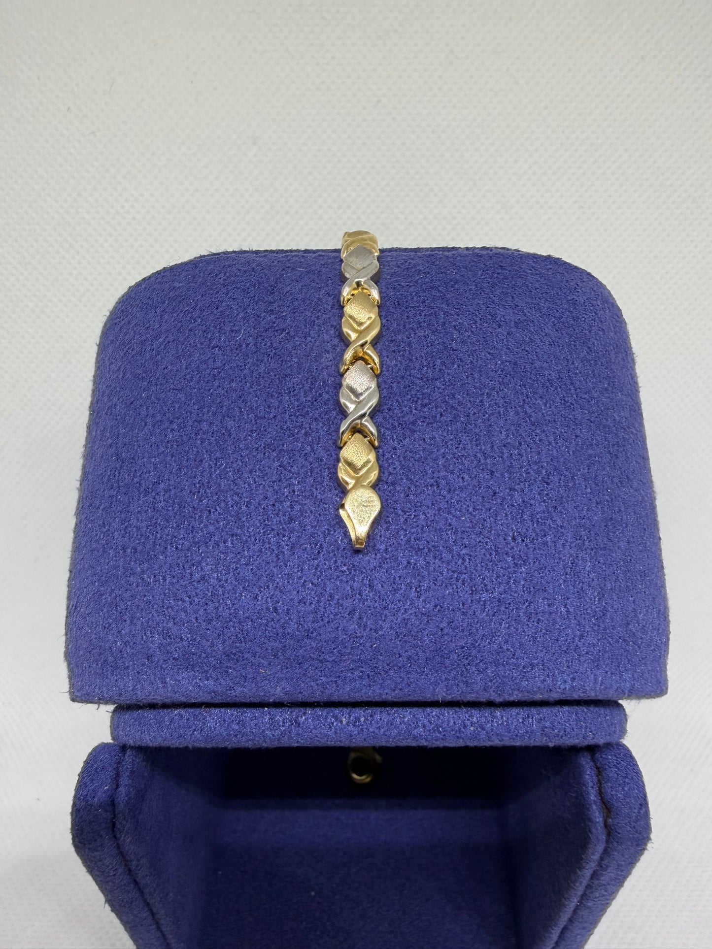 10K Solid Gold XOXO Two Tone Bracelet
