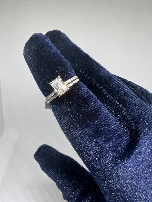DC CERTIFIED Lab Grown Emerald Cut White Gold Diamond Bridal Set