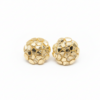 10K Solid Gold Round Nugget Earrings