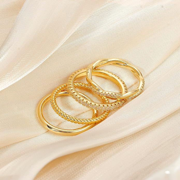 Dainty 4 Pack Gold Rings