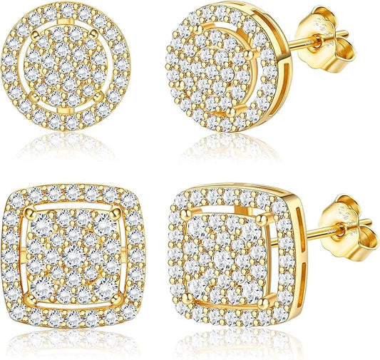 2 Pack Diamond Studs in Yellow Gold