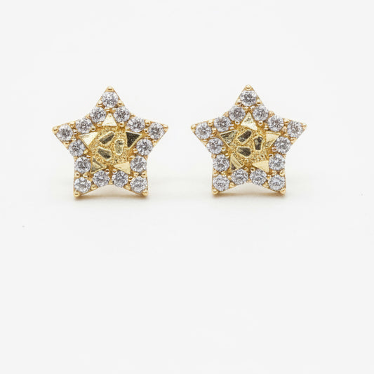10K Glacier Cut Star Nugget Earrings