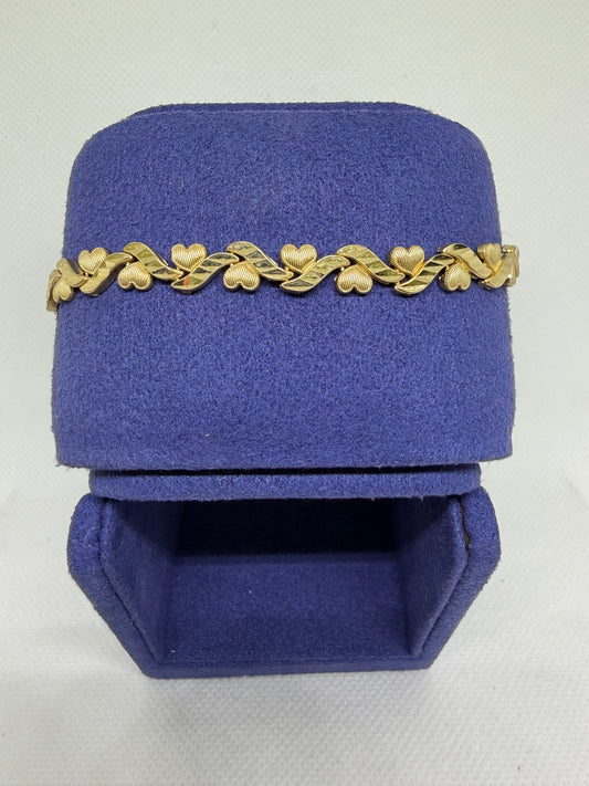 10K Solid Gold Flow Heart Bracelet - 7 Inches