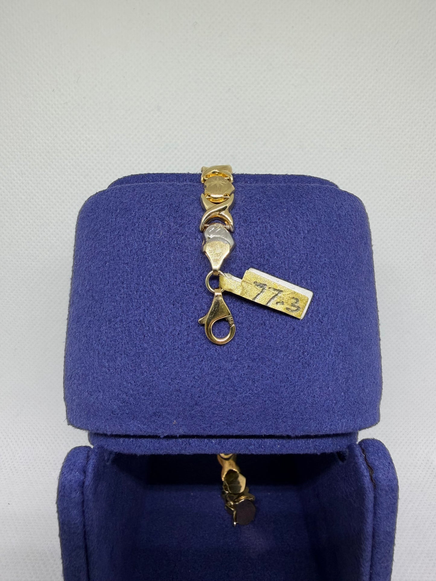 10K Solid Gold Two Tone Heart Bracelet - 8 Inches