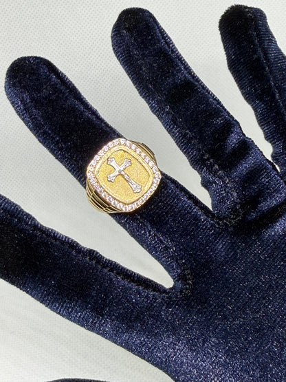 10K Solid Gold Cross Ring - Size 10