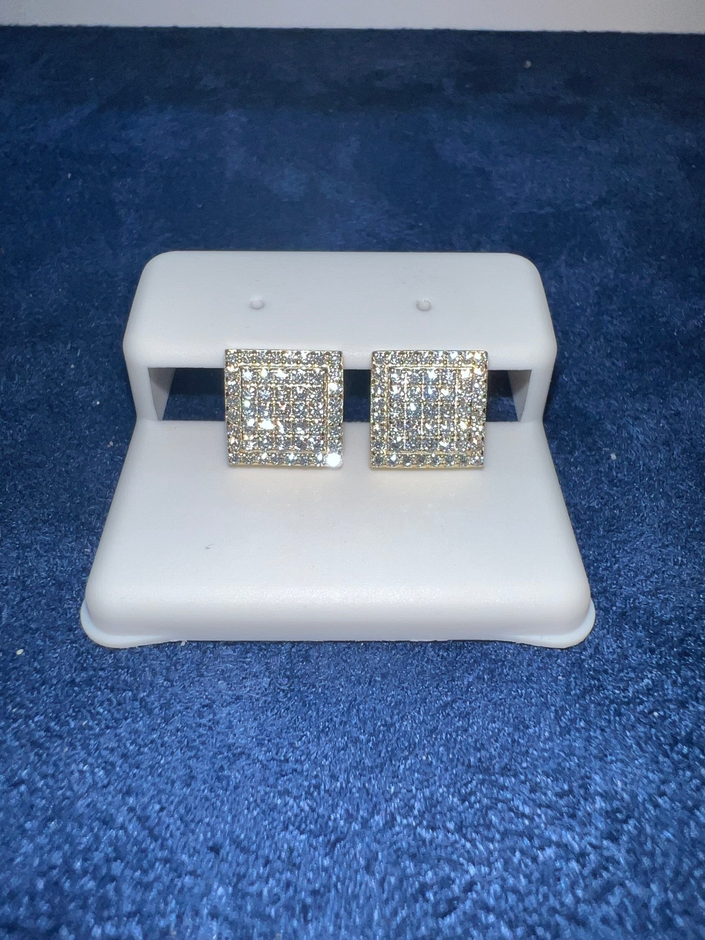 Gold Vermeil Square Moissanite Earrings