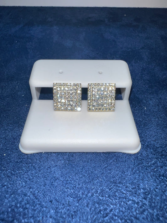 Gold Vermeil Square Moissanite Earrings