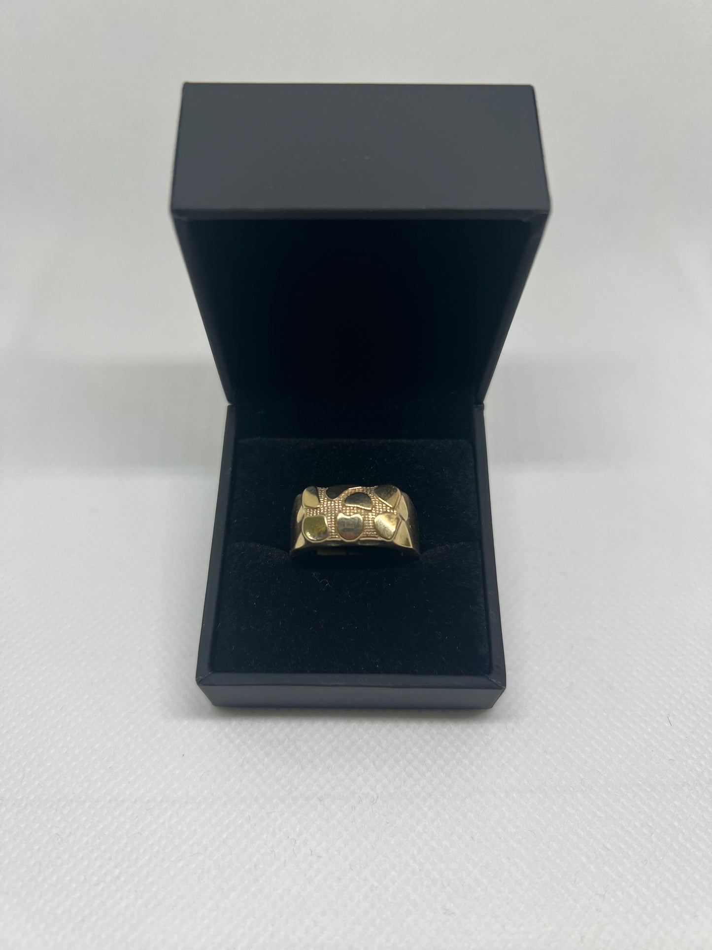 10K Solid Gold Nugget Ring - Chain Included