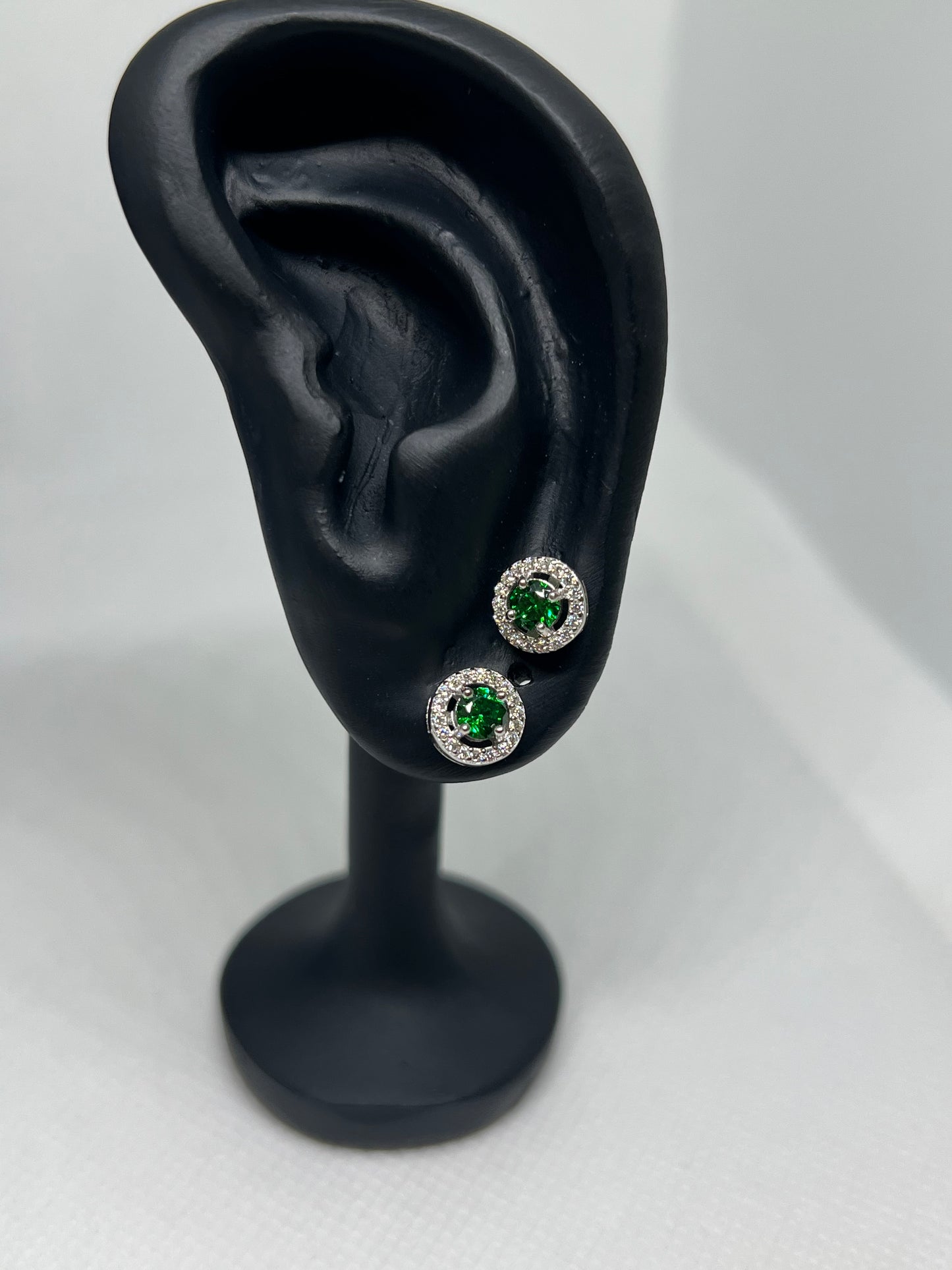 Sterling Silver Emerald Earring and Pendant Set