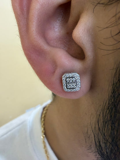 Sterling Silver Rectangle Moissanite Earrings
