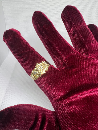 10K Solid Gold Nugget Ring - Chain Included