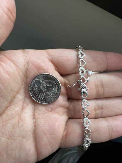 Silver Heart Moissanite Bracelet