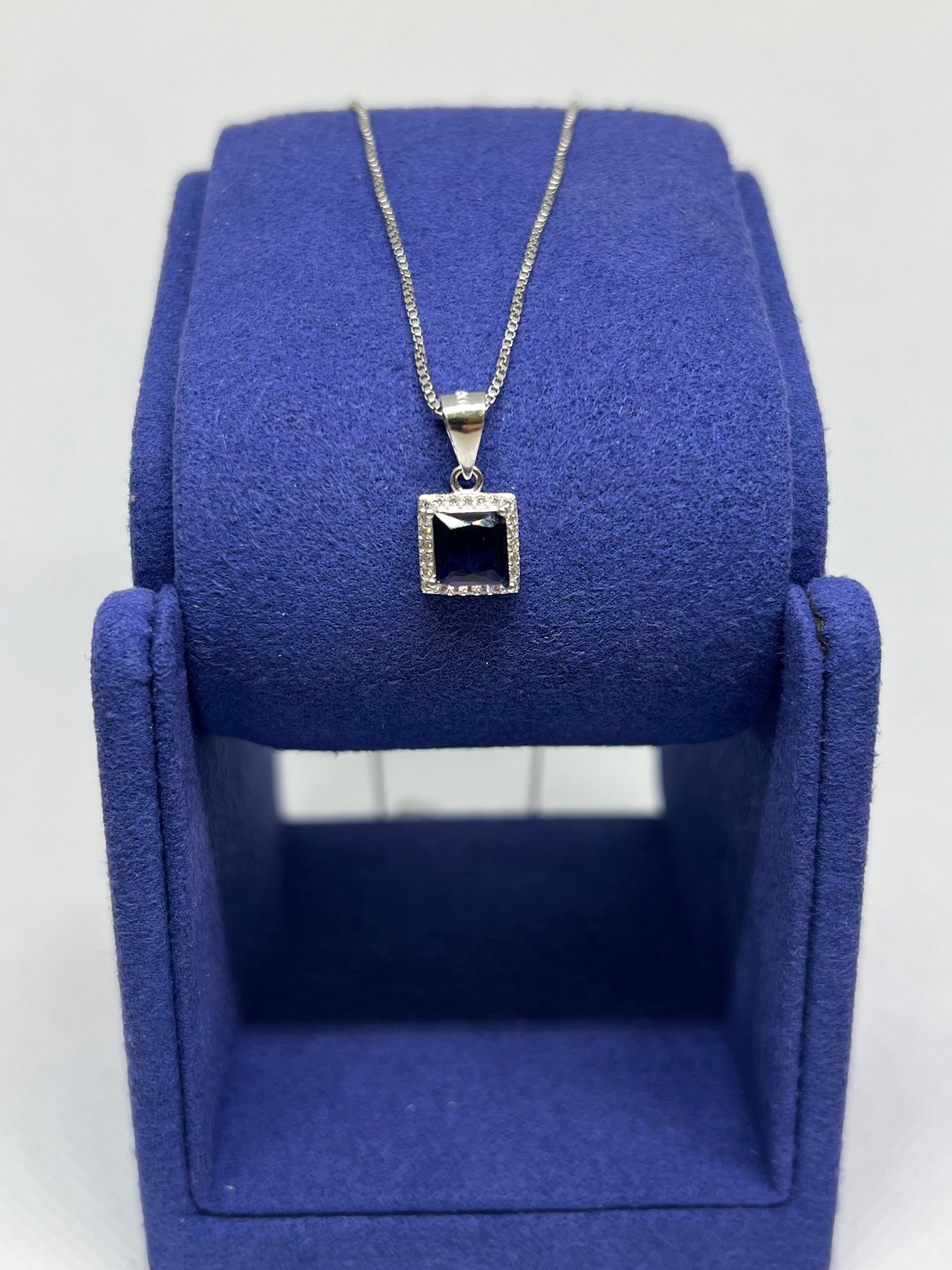 Sterling Silver Purple Diamond Radiant Earring and Pendant Set