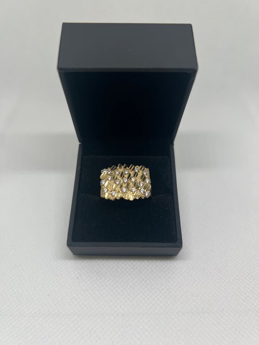10K Solid Gold Nugget Ring - Chain Included