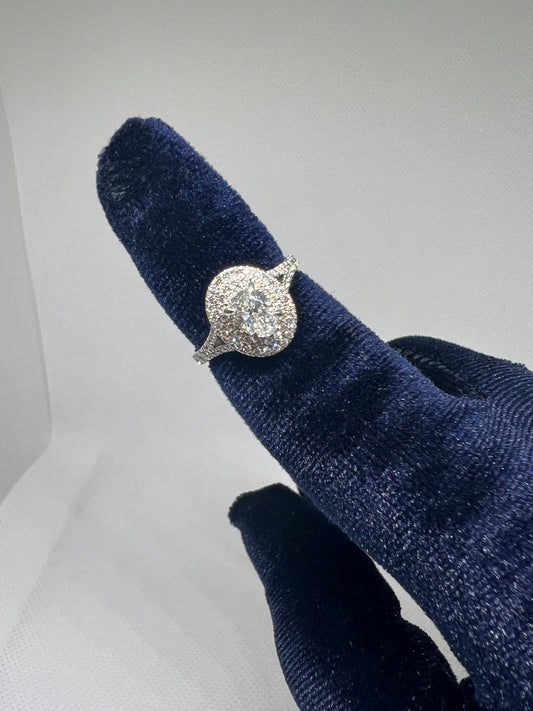 DC CERTIFIED Lab Grown Double Halo Oval Diamond Ring