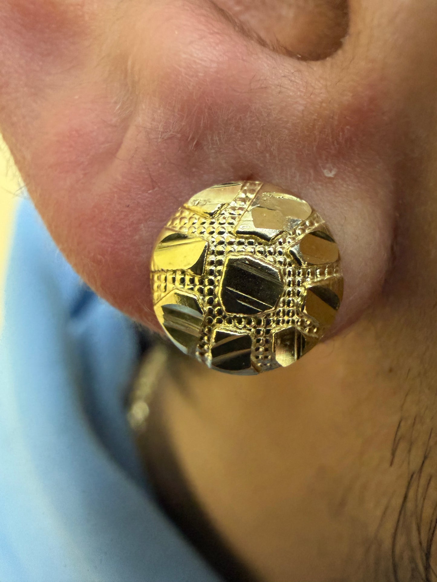 10K Gold Round Nugget Earrings