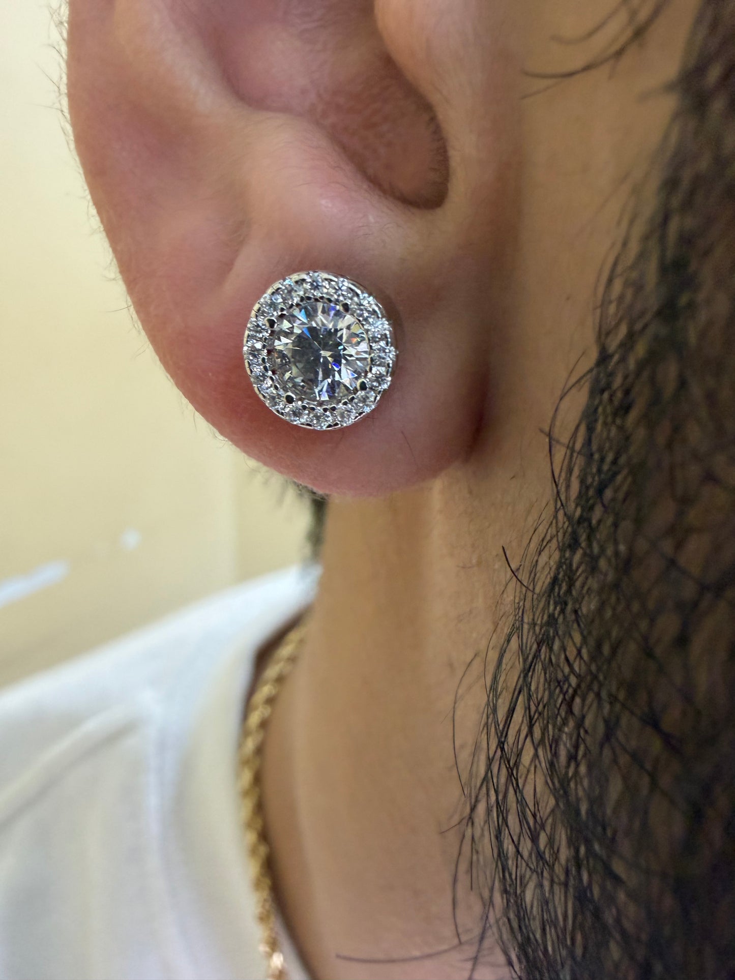 Sterling Silver Halo Circle Moissanite Earrings