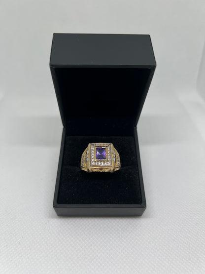 10K Solid Gold Purple Stone Ring