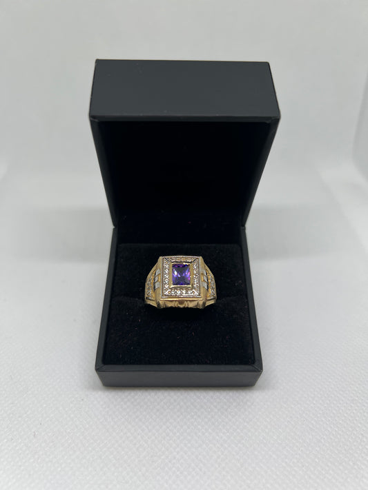 10K Solid Gold Purple Stone Ring
