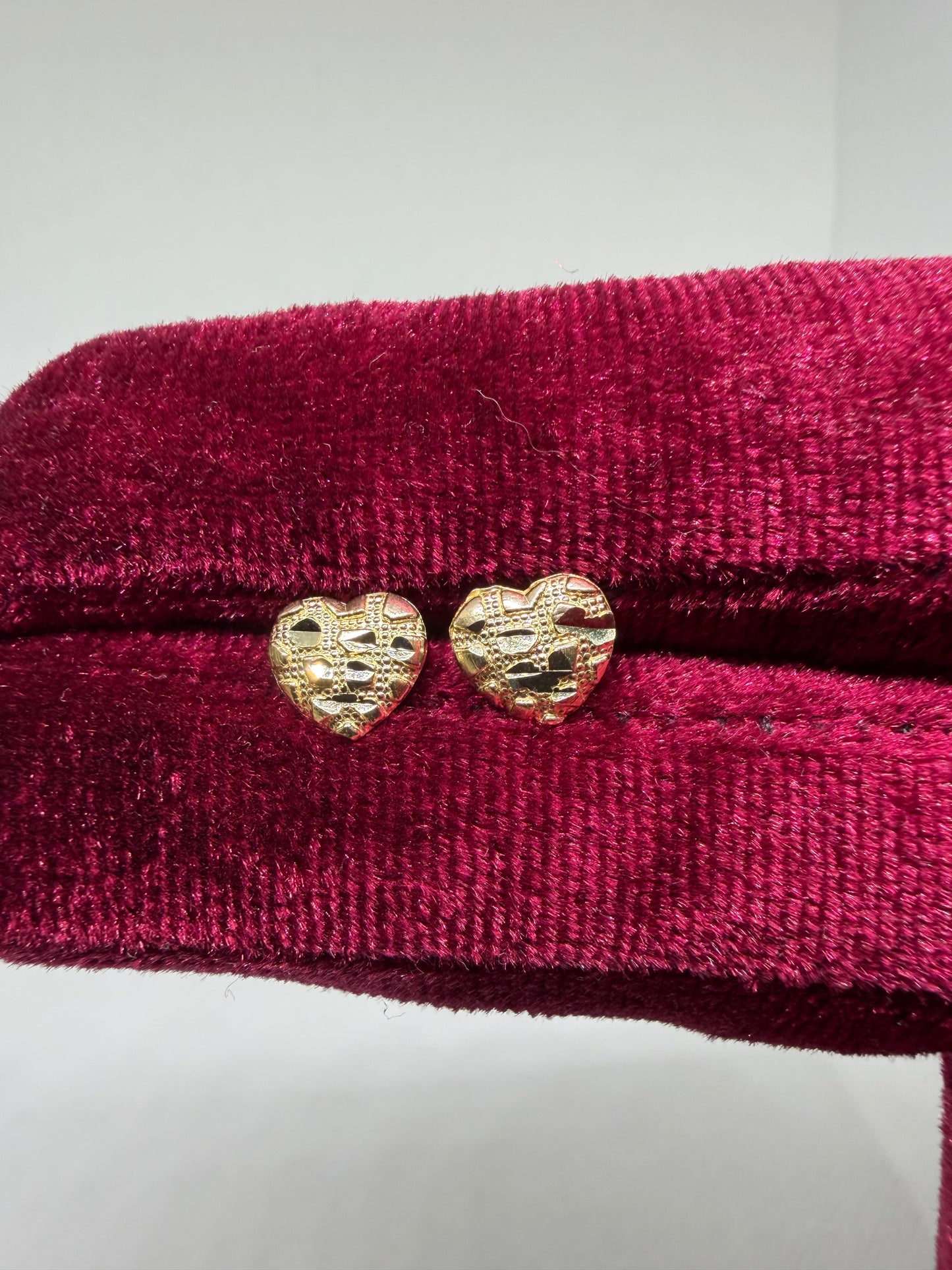 10K Yellow Gold Heart Nugget Earrings