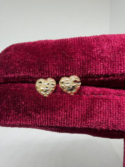 10K Yellow Gold Heart Nugget Earrings