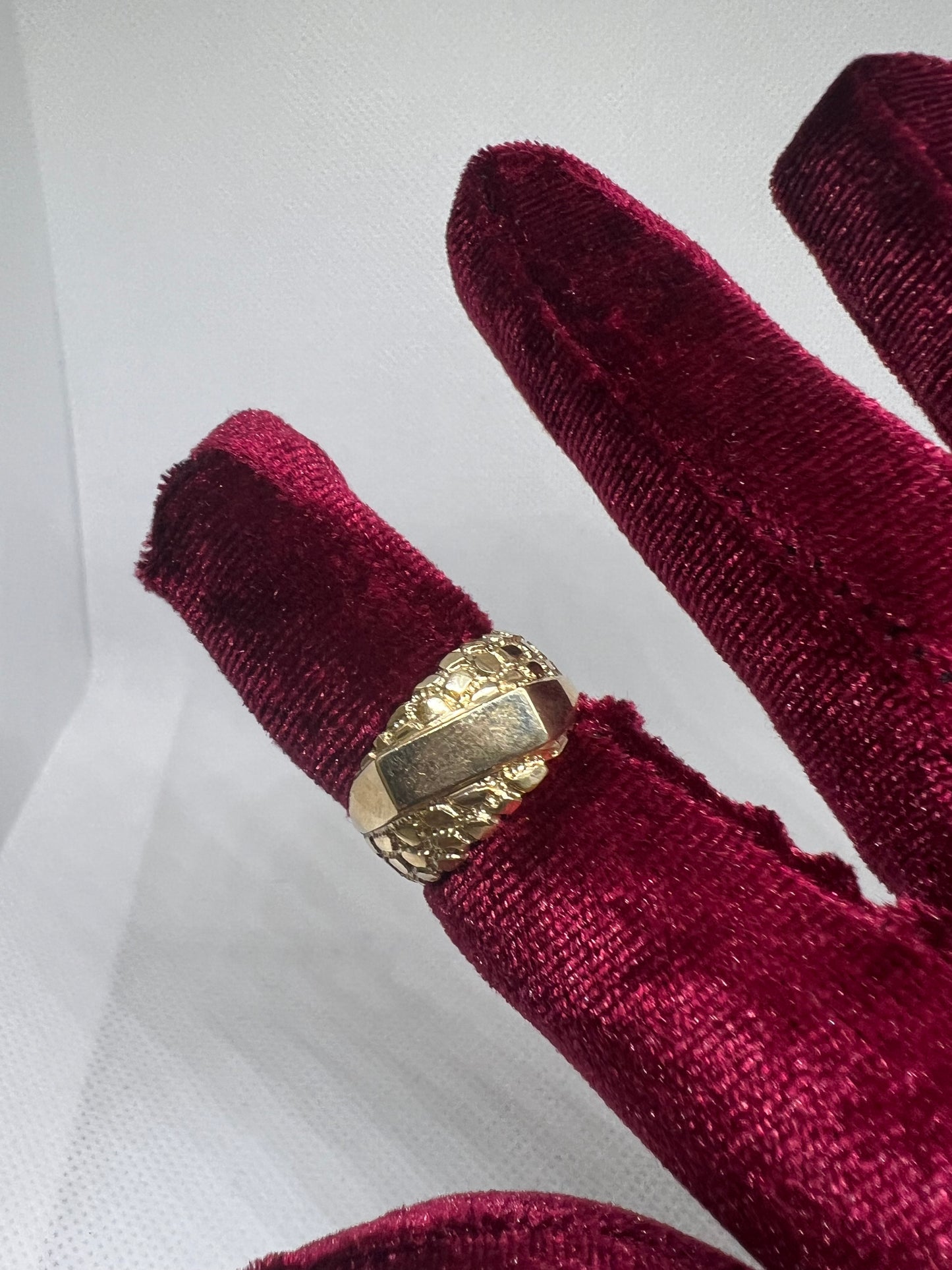 10K Solid Gold Nugget Ring - Chain Included
