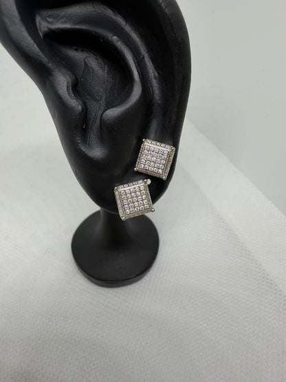 Sterling Silver Cluster Square Moissanite Earrings