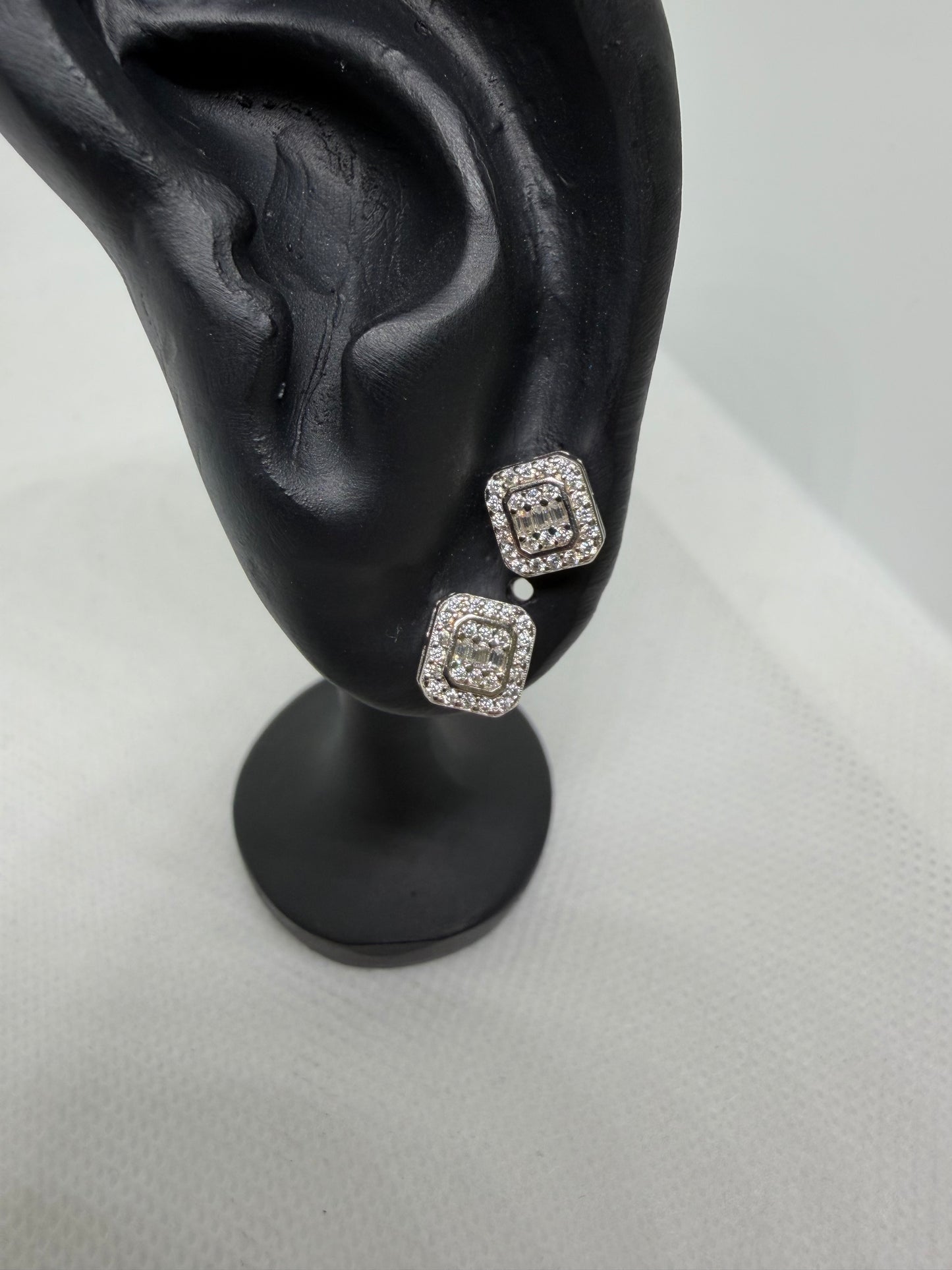 Sterling Silver Rectangle Moissanite Earrings