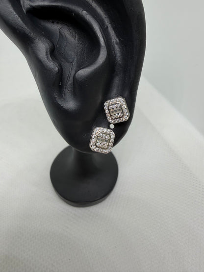 Sterling Silver Rectangle Moissanite Earrings