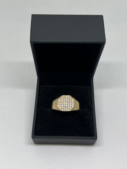 10K Solid Gold Mens Ring - Chain Included