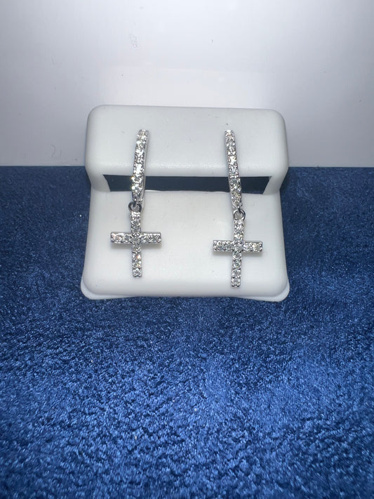 Hanging Cross Moissanite Earrings