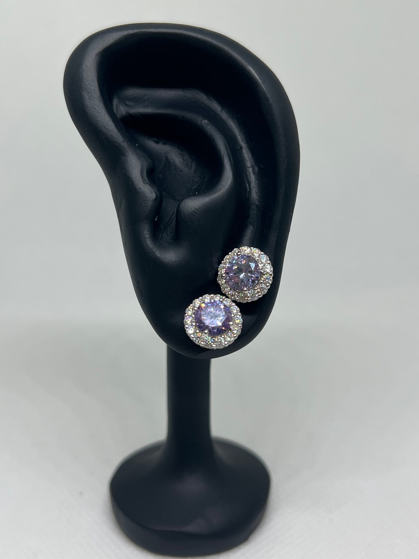 Sterling Silver Amethyst, Sapphire, Ruby, Emerald Moissanite Earrings