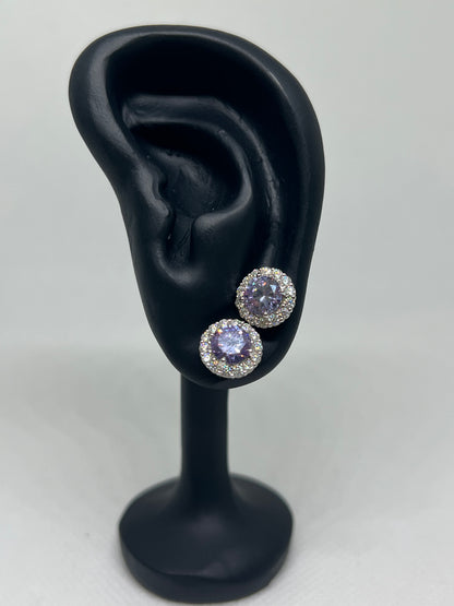 Sterling Silver Amethyst, Sapphire, Ruby, Emerald Moissanite Earrings