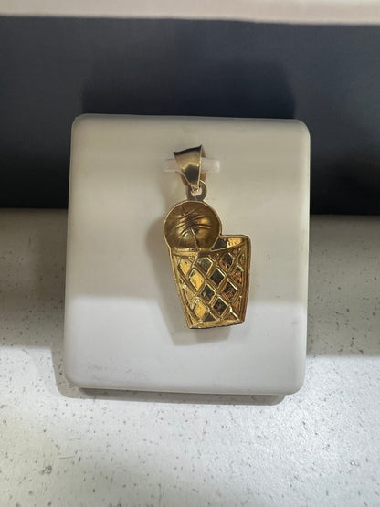 10K Gold Basketball Pendant