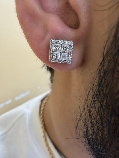 Sterling Silver Quad Glacier Cut Moissanite Earrings