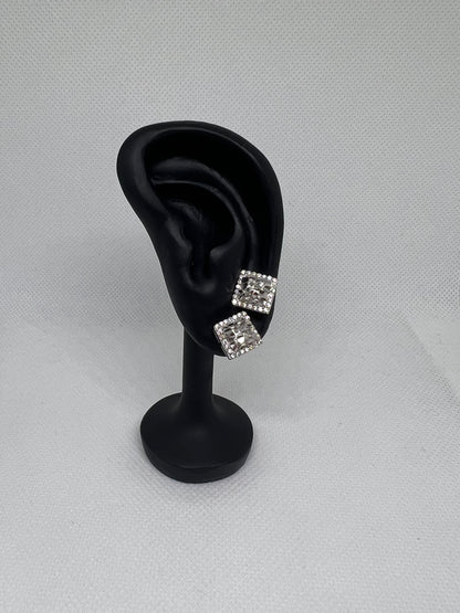 Sterling Silver Nugget Glacier Moissanite Earrings