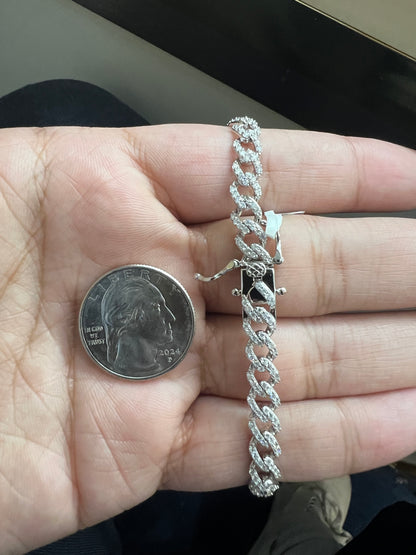 Silver Cuban Moissanite Bracelet