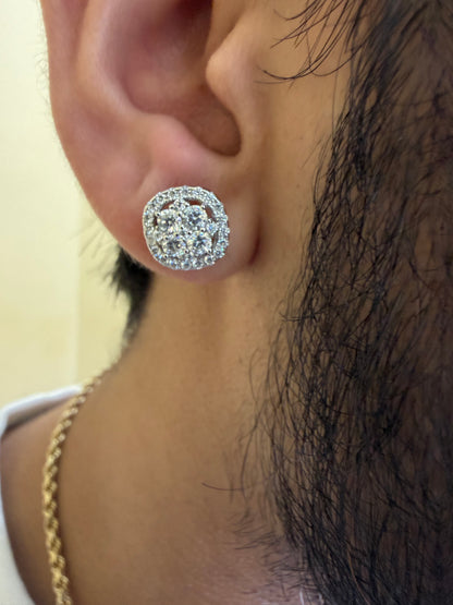Sterling Silver Halo Setting Moissanite Earrings