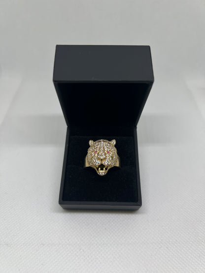 10K Solid Gold Panther Ring - Chain Included