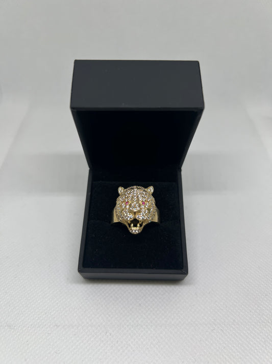 10K Solid Gold Panther Ring - Chain Included
