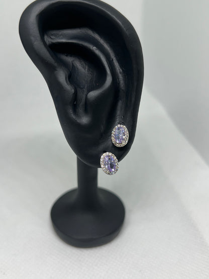 Sterling Silver Alexandrite Oval Earrings and Pendant Set