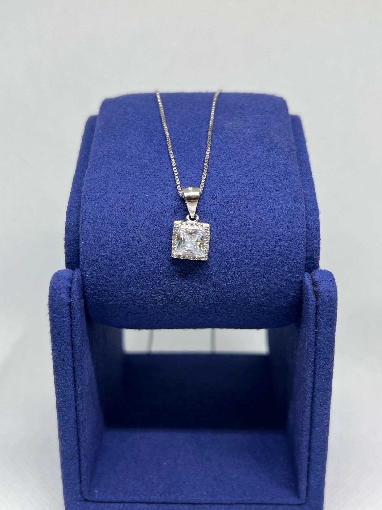 Sterling Silver Radiant Diamond Earring and Pendant