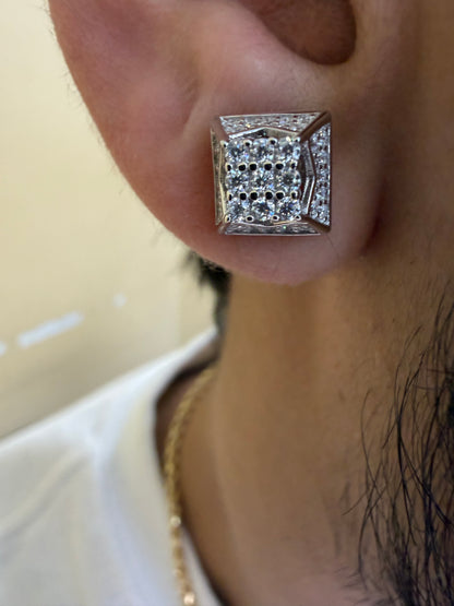 Sterling Silver Pyramid Moissanite Earrings