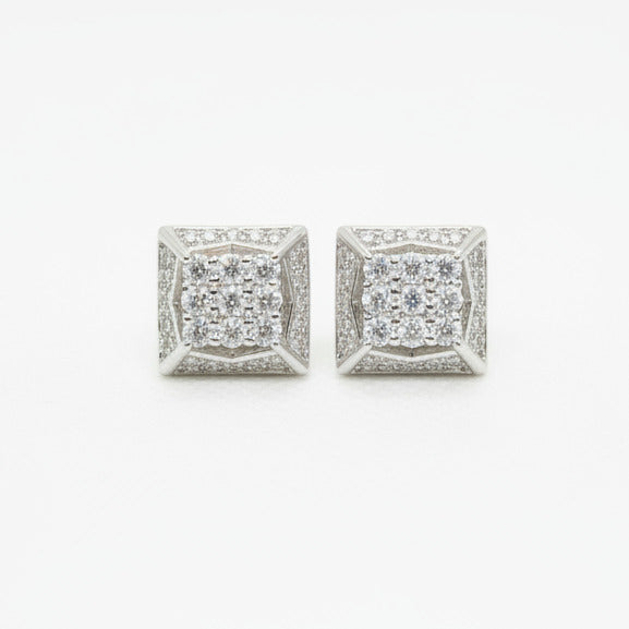 Sterling Silver Pyramid Moissanite Earrings